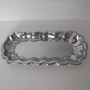silver metal serving trough